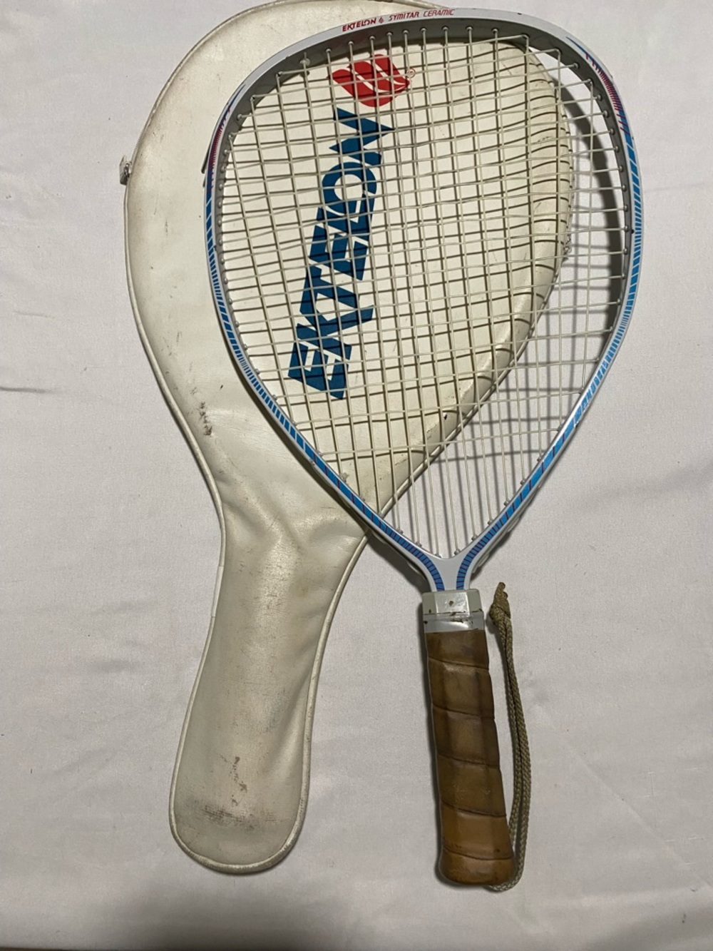 Vintage Ektelon Symitar Ceramic Racquetball Racquet White Frame With Bag